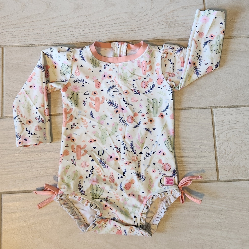 Ruffle Butts Longsleeve Swimsuit Cactus Print